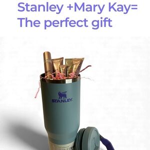 Stanley Teal Tumbler with Mary Kay VoluFirm Timewise Repair To Go Set Retail $38